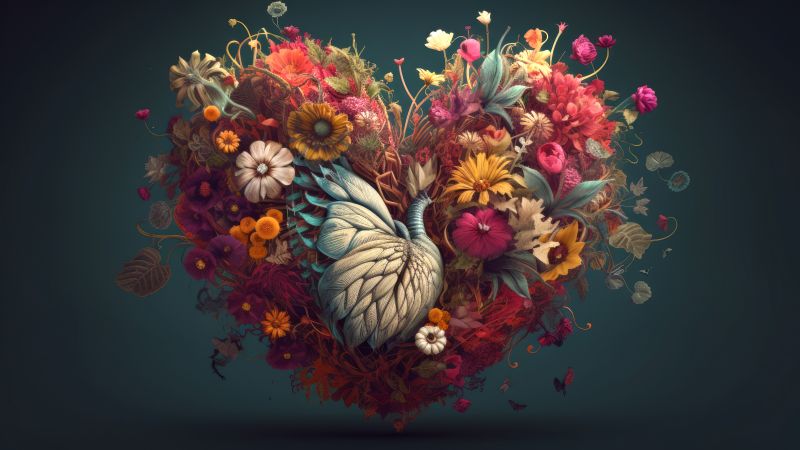 heart, flowers (horizontal)