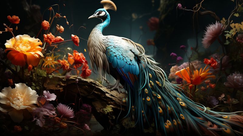 peacock, colorful (horizontal)