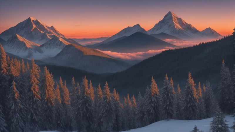 mountains, forest, sunset, OSX, 2024 (horizontal)