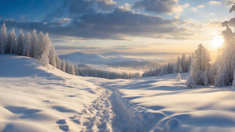 Windows 12, snow, forest, winter (horizontal)