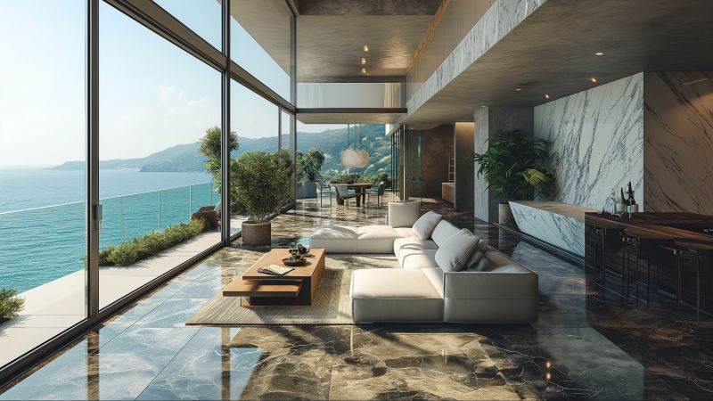 Modern interior, ocean (horizontal)