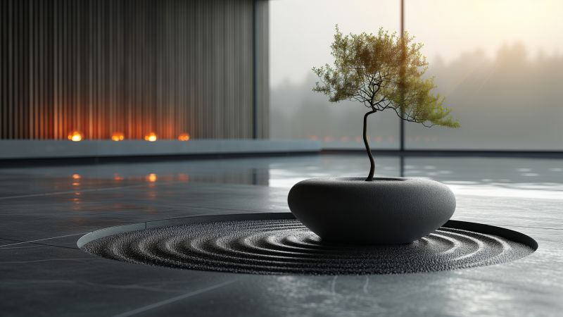 zen, interior, tree (horizontal)