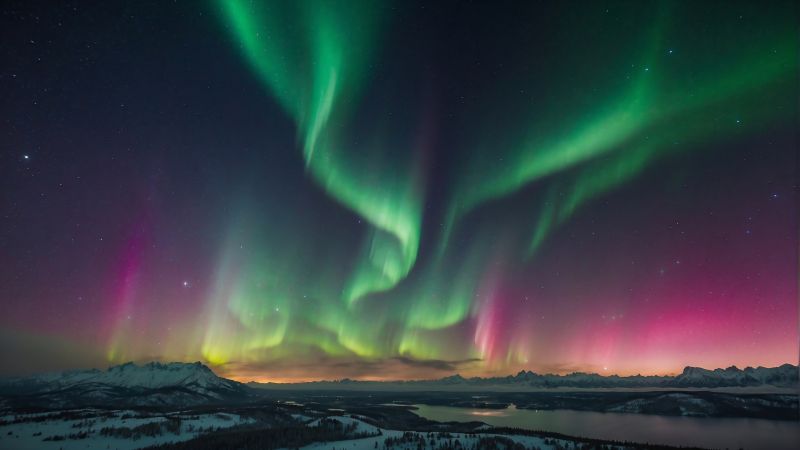 northern lights, winter (horizontal)
