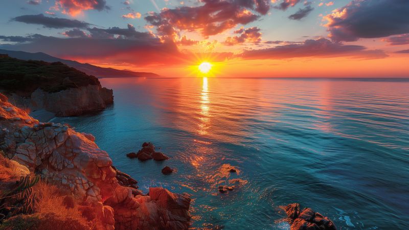 sea, ocean, sunset (horizontal)