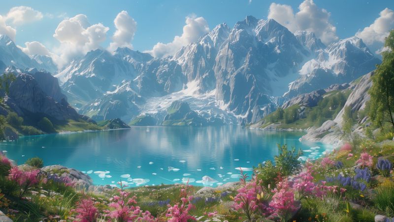 mountains, lake (horizontal)