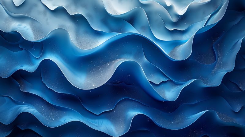 iPhone 16, waves, blue (horizontal)