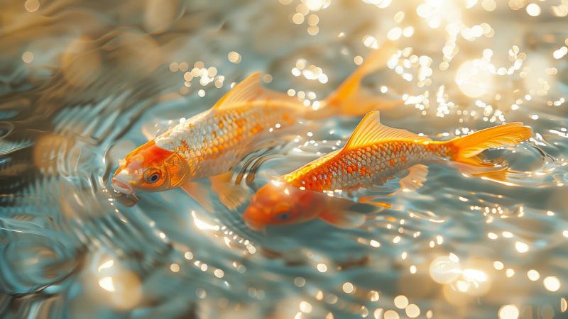 fish, gold, underwater (horizontal)