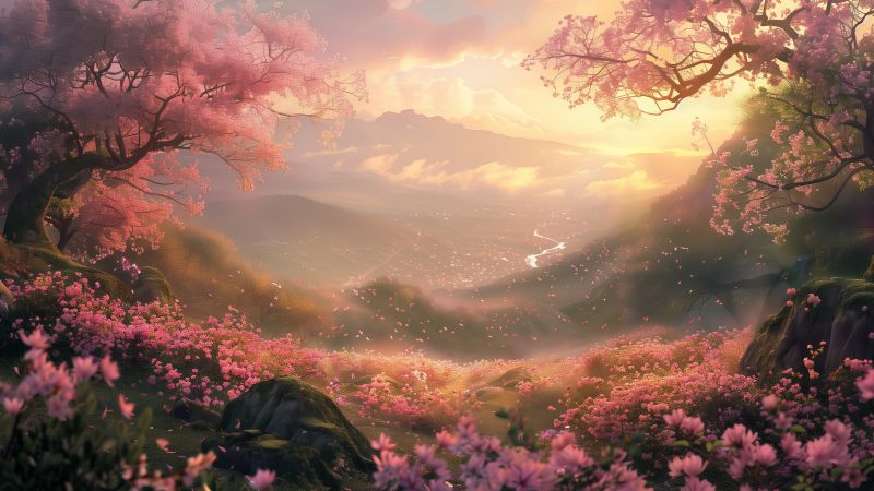 Sakura, meadows (horizontal)