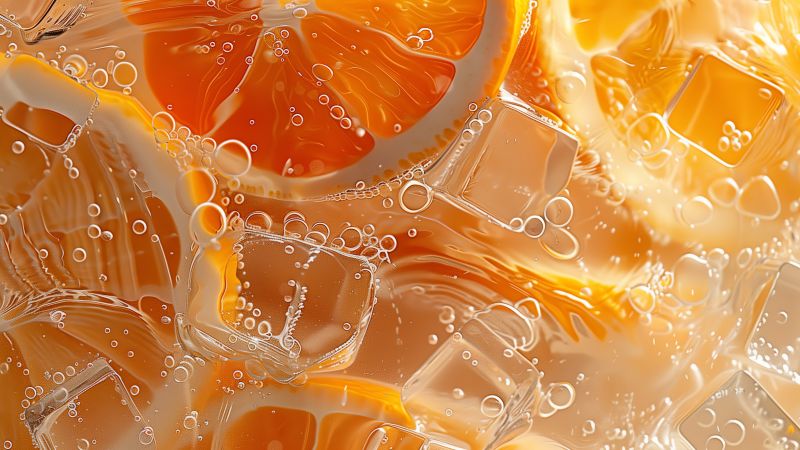 orange, ice, water (horizontal)