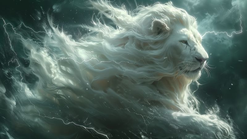 lion, white (horizontal)