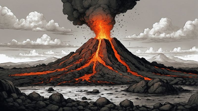 volcano, lava (horizontal)