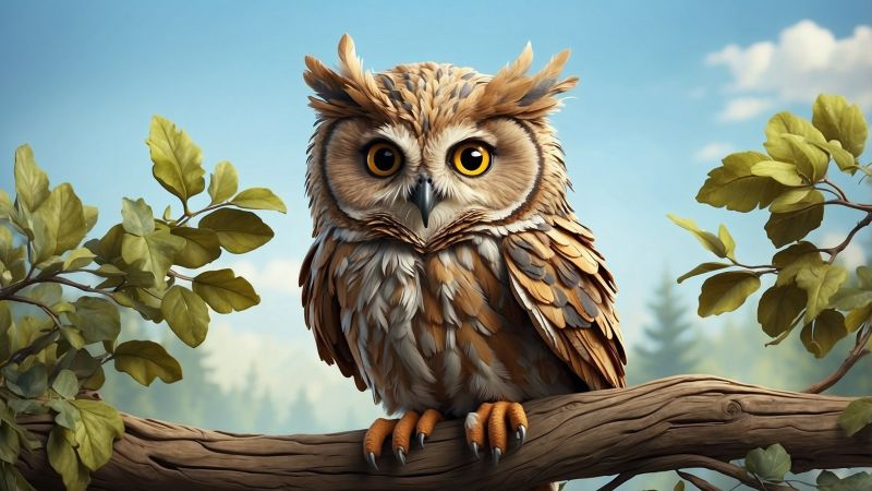 owl, tree (horizontal)