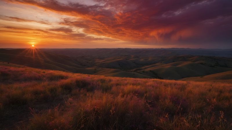 meadows, sunset (horizontal)