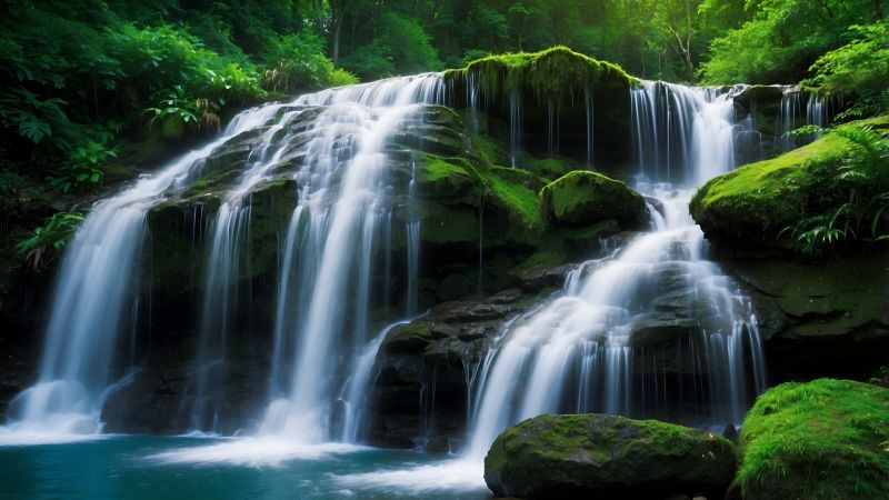 forest, waterfall (horizontal)