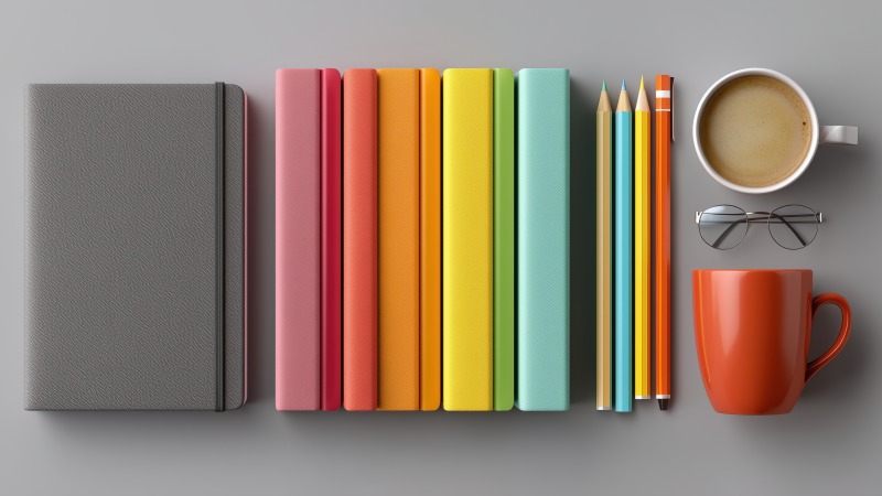 classroom wallpaper, stationary, stationery organization, background for desktop wallpaper (horizontal)