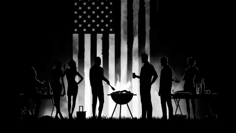 american flag wallpaper, dark wallpaper, grilling accessories, background for desktop wallpaper (horizontal)