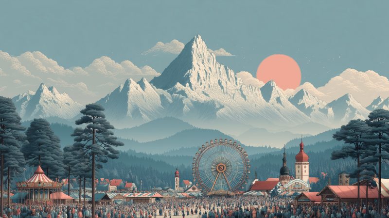 oktoberfest wallpaper, traditional costumes, german festival, background for desktop wallpaper (horizontal)