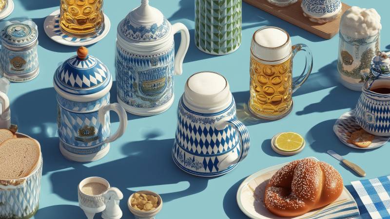 beer stein wallpaper, german festival, craft beer, background for desktop wallpaper (horizontal)