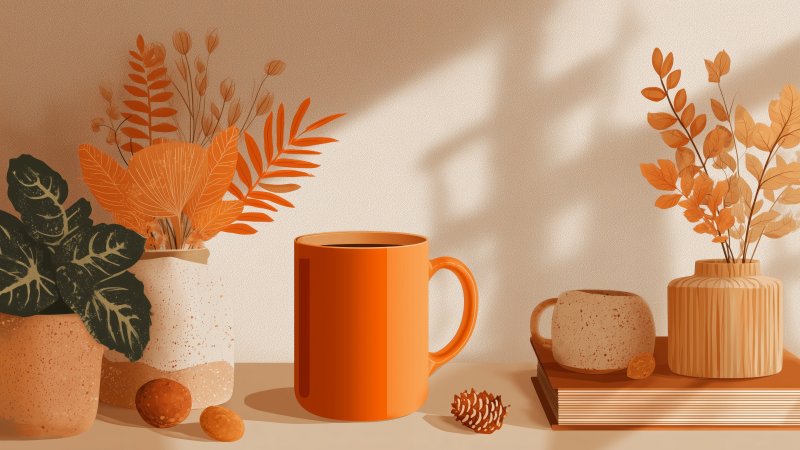 fall decor wallpaper, autumn style, pumpkin spice, background for desktop wallpaper (horizontal)