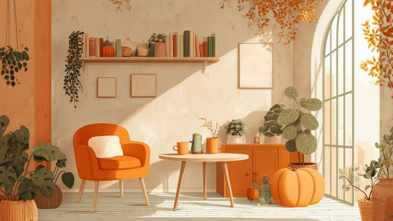 fall style wallpaper, seasonal home, cozy decor, background for desktop wallpaper (horizontal)
