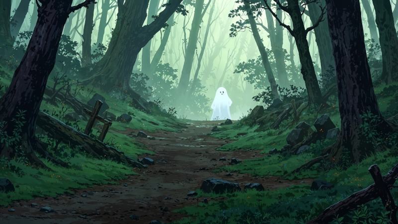 ghosts wallpaper, cute halloween, fall festivities, background for desktop wallpaper (horizontal)