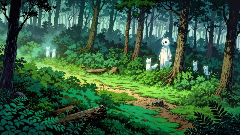 forest spirit wallpaper, enchanted forest, eerie atmosphere, background for desktop wallpaper (horizontal)