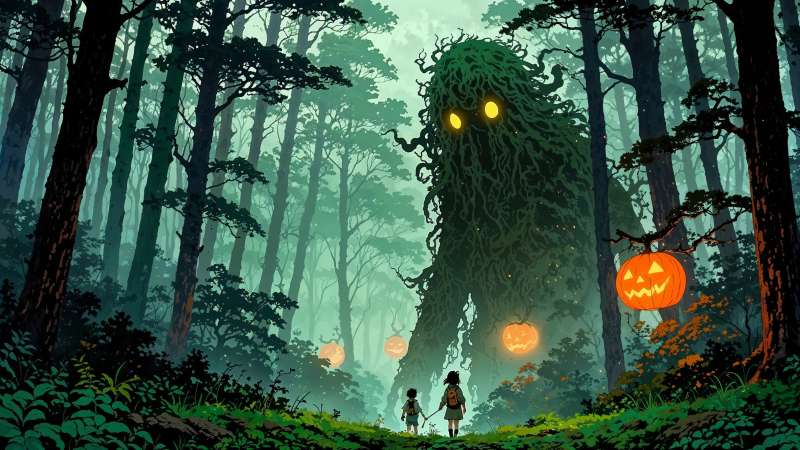 forest spirit wallpaper, mythical creature, supernatural being, background for desktop wallpaper (horizontal)