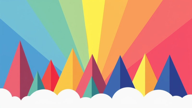 colorful shapes wallpaper, rainbow hues, modern graphics, background for desktop wallpaper (horizontal)