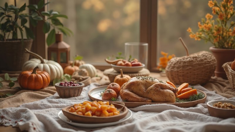 happy thanksgiving wallpaper, thanksgiving decor, festive home, background for desktop wallpaper (horizontal)