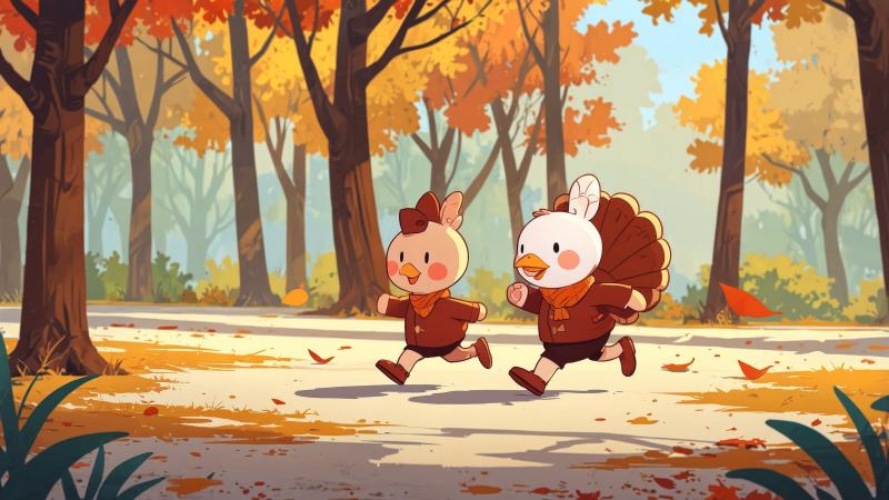 turkey trot wallpaper, turkey race, family fitness, background for desktop wallpaper (horizontal)