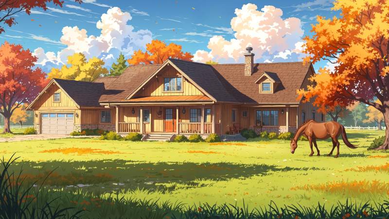 rustic farmhouse wallpaper, porch, cozy cottage, background for desktop wallpaper (horizontal)