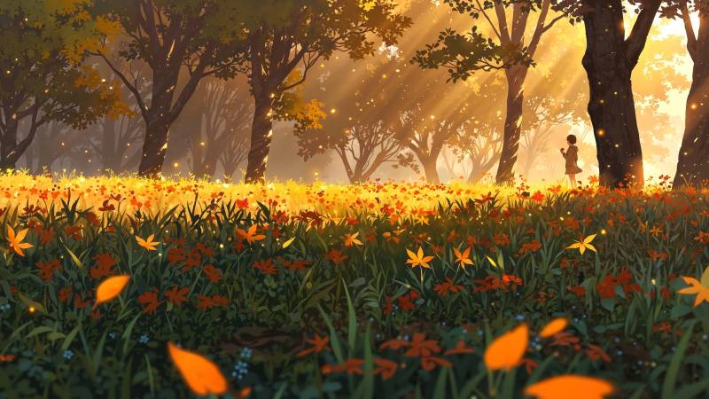 fall outfits wallpaper, cozy sweaters, autumn foliage, background for desktop wallpaper (horizontal)