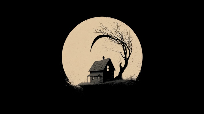 dark art wallpaper, gothic horror, spooky aesthetics, background for desktop wallpaper (horizontal)