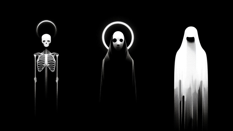 spooky decor wallpaper, vintage horror, gothic horror, background for desktop wallpaper (horizontal)