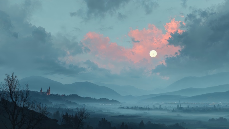 halloween night wallpaper, night colors, haunted house, background for desktop wallpaper (horizontal)