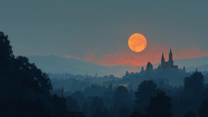 gothic halloween wallpaper, haunted house, spooky nights, background for desktop wallpaper (horizontal)