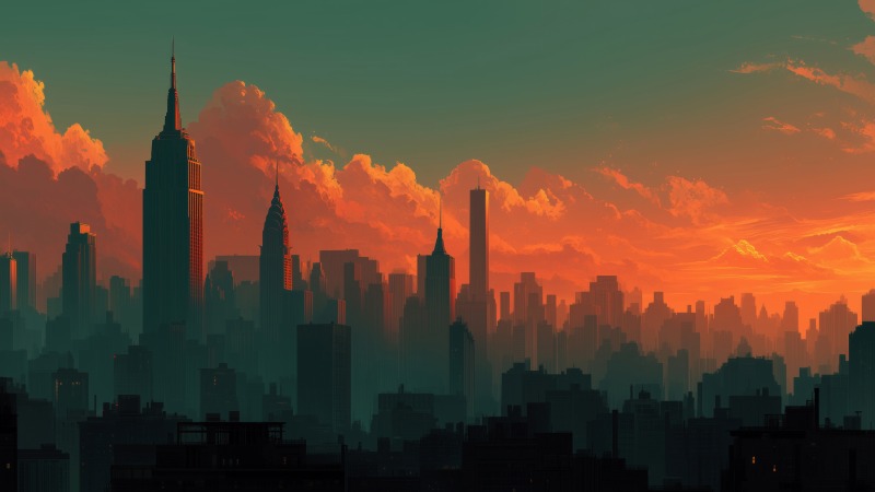 skyscraper wallpaper, nyc, city lights, background for desktop wallpaper (horizontal)