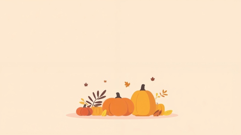 pumpkin illustrations wallpaper, cozy home decor, fall crafts, background for desktop wallpaper (horizontal)