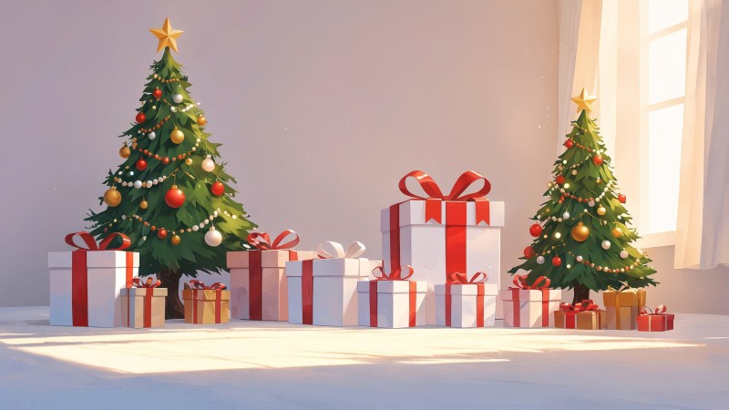 christmas gift wallpaper, xmas treats, gift wrapping, background for desktop wallpaper (horizontal)