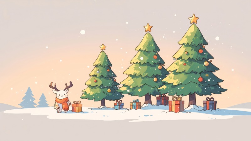 seasonal cheer wallpaper, pine tree farm, cozy fireplace, background for desktop wallpaper (horizontal)