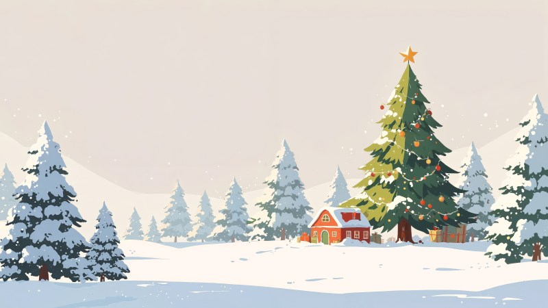 evergreen trees wallpaper, december holidays, snow-covered pine trees, background for desktop wallpaper (horizontal)