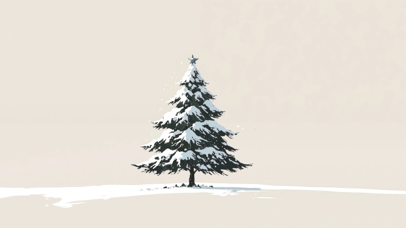 snow-covered trees wallpaper, winter scenery, evergreen trees, background for desktop wallpaper (horizontal)