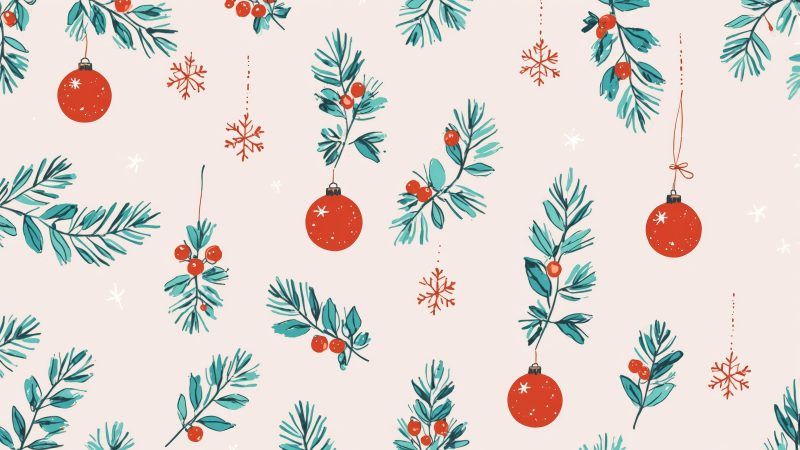 christmas ornaments wallpaper, winter scenes, holiday ornaments, background for desktop wallpaper (horizontal)