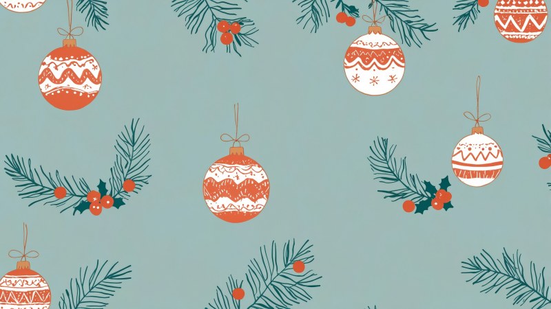 christmas cheer wallpaper, red and gold decorations, yuletide decorations, background for desktop wallpaper (horizontal)