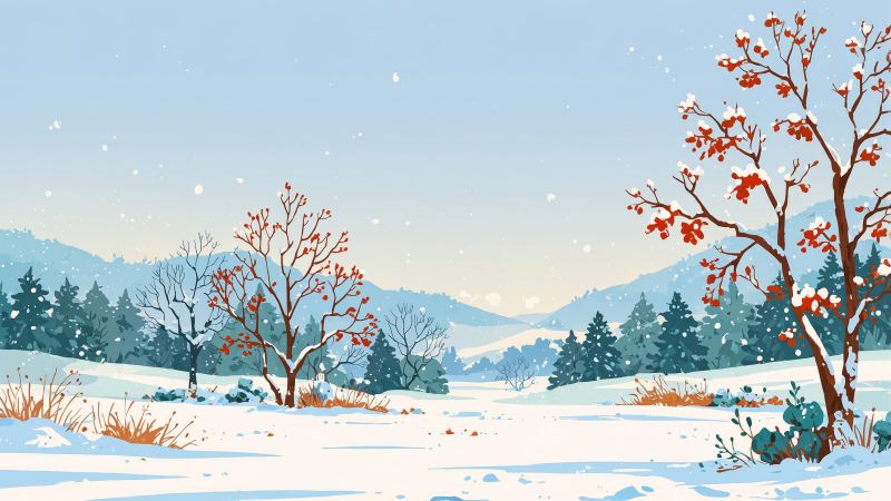 winter bliss wallpaper, winter aesthetic, tranquil landscapes, background for desktop wallpaper (horizontal)