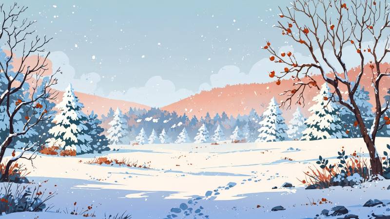 picturesque views wallpaper, tranquil landscapes, winter magic, background for desktop wallpaper (horizontal)