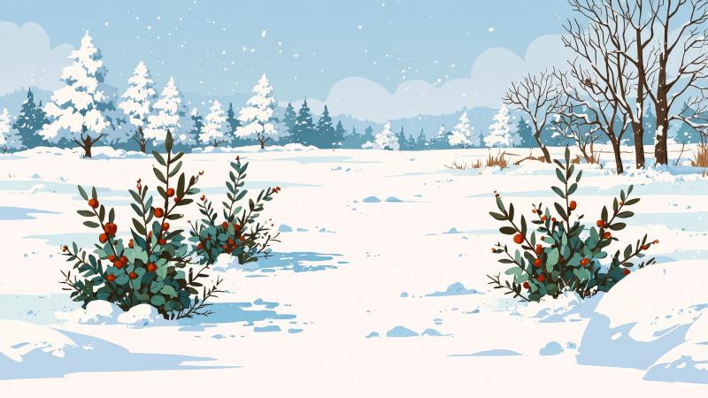 cozy blankets wallpaper, snowflakes falling, warm drinks, background for desktop wallpaper (horizontal)