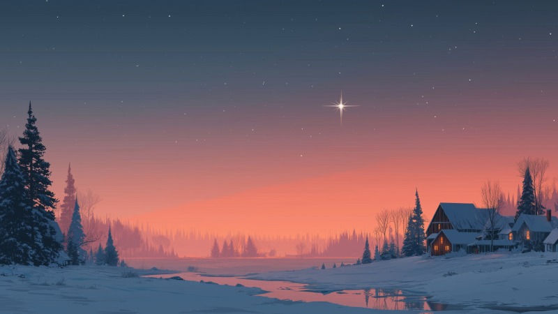 bethlehem star wallpaper, holiday lights, winter solstice, background for desktop wallpaper (horizontal)