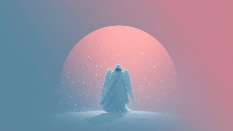 snow angel wallpaper, serene background, snowy day, background for desktop wallpaper (horizontal)