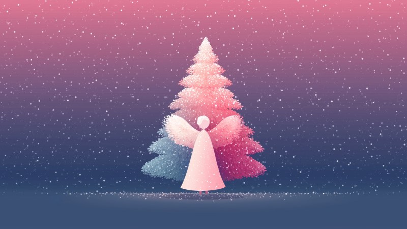 angel wallpaper, christmas tree decor, winter wonderland decor, background for desktop wallpaper (horizontal)